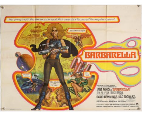Barbarella (1968) British Quad film poster, starring Jane Fonda, artwork by Renato Fratini & Robin Ray, folded, 30 x 40 inche