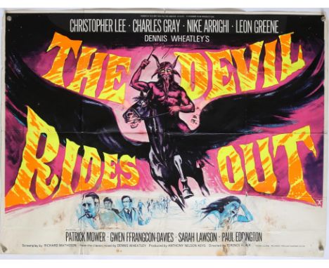 The Devil Rides Out (1968) British Quad film poster, Hammer Film Production starring Christopher Lee, artwork by Tom Chantrel
