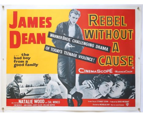 Rebel Without a Cause (R-1980's) British Quad film poster, National Film Archive, starring James Dean, Warner Brothers, folde