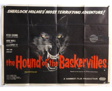 The Hound of The Baskervilles (1959) British Quad Poster, Hammer Classic of the famous Sherlock Holmes tale starring Peter Cu