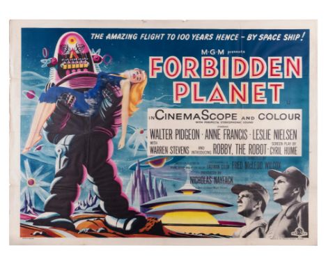 Forbidden Planet (1956) British Quad film poster from first release of the Iconic Robby the Robot artwork, starring Walter Pi