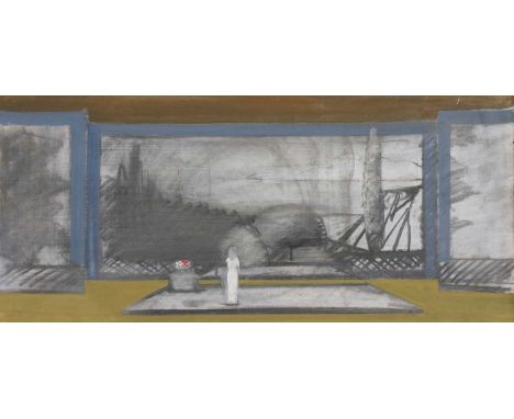 *David Tindle RA (b.1932) Yolanta opera study signed and dated '88 verso, also inscribed verso 'Rough of stage setting, in so