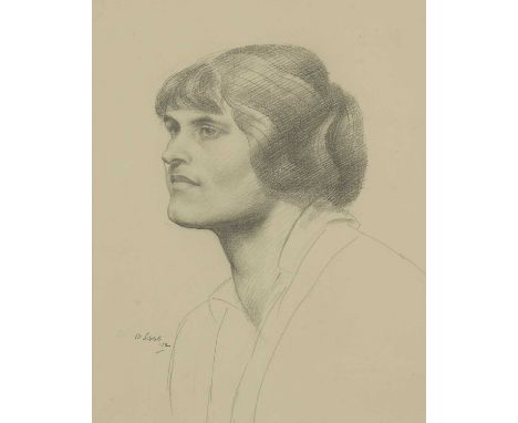 Derwent Lees (Australian, 1884-1931) Portrait of a young woman, bust-length signed and dated 'D Lees/‘12' l.l., pencil 30 x 2