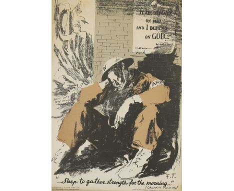 *Feliks Topolski (1907-1989) Winston Churchill: 'Sleep to gather strength for the morning' lithograph printed in colours, 194