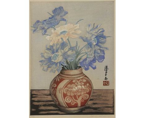 Yoshijiro Urushibara (Japanese, 1889-1953) Peonies, circa 1934 colour woodcut, signed and inscribed no 72 in pencil 30.5 x 20