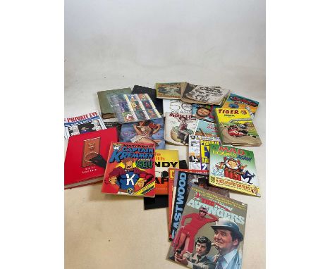 A collection of vintage gentleman's books, including Playboy, Lone Ranger, and Dr Who.