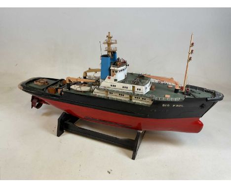 A scratch built tug boat 'Big Paul' made for a model festival at Pontin's in 1984, length 93cm.