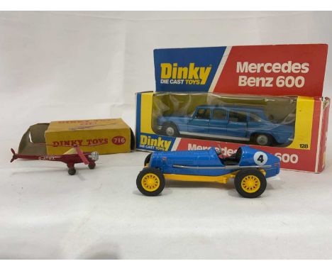 DINKY; a boxed diecast Mercedes Benz 600, numbered 128, a boxed 716 Westland-Sikorsky S.51 helicopter and an unboxed Model of