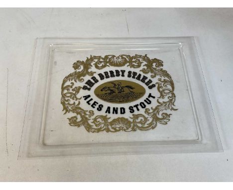 HORSE RACING INTEREST; a vintage clear plastic tray inscribed 'The Derby Stakes, Ales and Stout', 40 x 55.5cm.