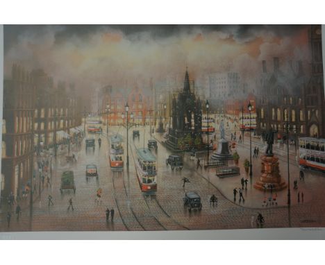 Bernard McMullen Limited Edition Print 'Albert Square Manchester' 138/500 Signed in Pencil with Double Blind Stamp - 50cm h x