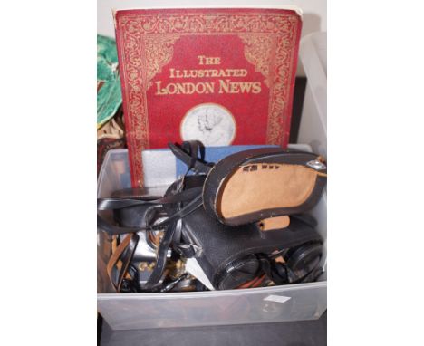Box to include Binoculas, Vintage Cameras and Others
