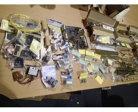 Quantity of Radestock running sets, various ships, contents unchecked, plus props and tubes, rudders, electric motors, speed 