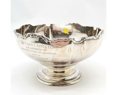 1946 silver punchbowl (with Union-castle cup (Mombasa golf) dedication) by Mappin &amp; Webb - 22cm diameter x 13cm high &amp