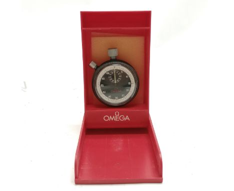 Omega vintage stopwatch with lap timer REF 201 (50mm case) in original red hard plastic case &amp; running and start / stop &