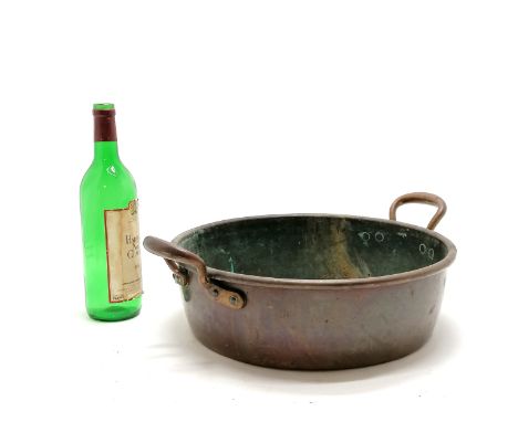 Antique copper Army &amp; Navy Stores (CSL) 2 handled pan - 36cm diameter &amp; in used condition ~ SOLD IN AID OF LOCAL CHAR