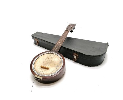 Vintage banjolele in original carry case (obvious signs of use) - 56cm long ~ SOLD IN AID OF LOCAL CHARITY 'THE HONESTY JAR' 