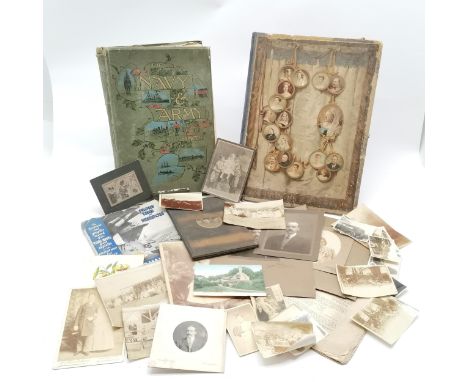 Qty of ephemera inc books 1909 a treatise on gear wheels, photographs, 1897 diamond jubilee book with (later) Edward Gorey bo