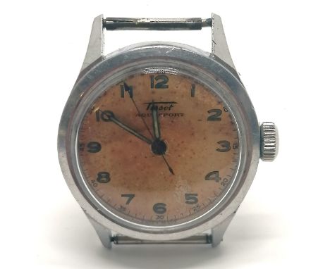 Tissot stainless steel aquasport manual wind wristwatch (30mm case) and has a tropical dial - running at time of listing 