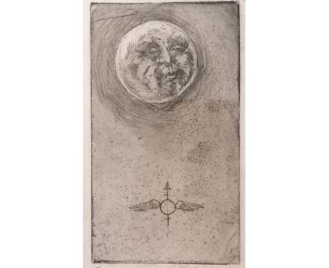 Siobhan Coppinger (b.1955) hand signed 1974 etching of the moon from ltd edition of 25 - frame 43cm x 33cm 