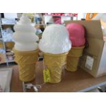Lot (3) Ice Cream Cone Lights