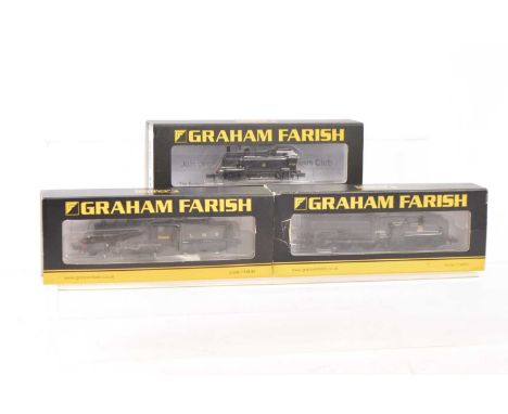 Graham Farish by Bachmann N Gauge Steam Locomotives, all three cased with card sleeves, 372-401 Class J39 64960 with tender 3