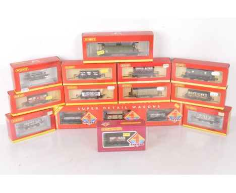 Hornby OO Gauge Goods Wagons (13) all boxed, Hornby China, private owner plank wagons (7), R6867 W Sawyer, R6874 Hale Fuels, 