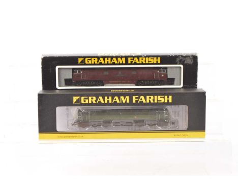 Graham Farish by Bachmann N Gauge Diesel Locomotives, both cased with card sleeves, 371-825C Class 47/0 D1779 in BR two tone 