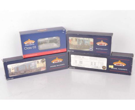 Bachmann OO Gauge BR Diesel Locomotives (4), all boxed, 32-040DS Class 20 D8113, 32-028 Class 20 D8134, 31-360 Class 03 D2011
