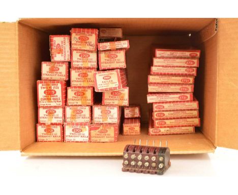 Hornby-Dublo 00 Gauge 2-Rail boxed Track and Points (qty),   2701 Twelve Straights Rails (14 boxes), 2719 (one box containing