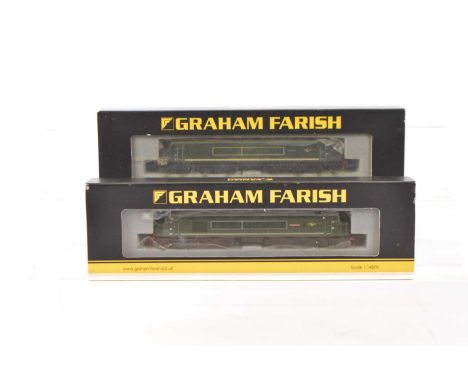 Graham Farish by Bachmann N Gauge Diesel Locomotives, both cased with card sleeves, Class 44 locomotives, 371-201 D1 Scafell 