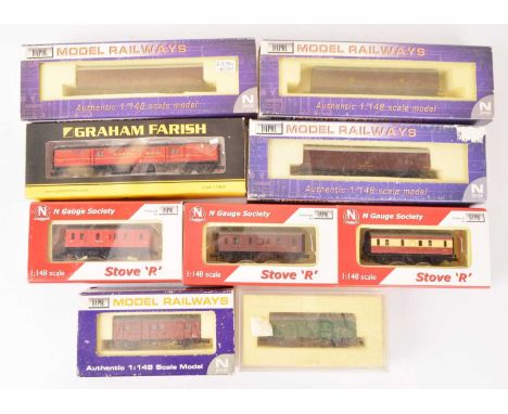 N Gauge Stove R Vans and Similar Rolling Stock (9),  all boxed/cased with card sleeves, Graham Farish by Bachmann 374-901 TPO