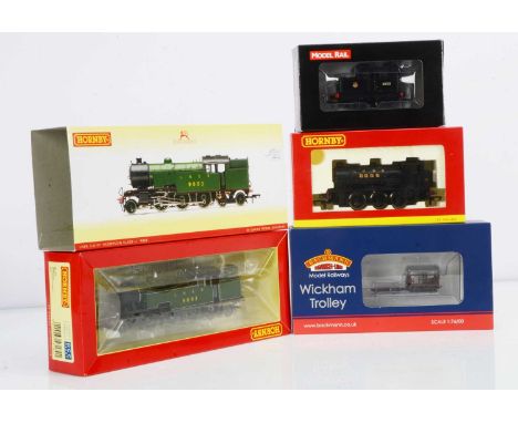 OO Gauge Tank Locomotives and Wickham Trolley (4), all boxed, Hornby China steam tank locomotives, R3025 J94 8009 in LNER bla
