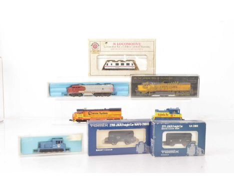 American Outline N Gauge Diesel Locomotives (8), Bachmann examples,  cased 9381 Union Pacific, boxed 51-626-05 Plasser EM80C 