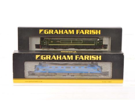 Graham Farish by Bachmann N Gauge Diesel Locomotives, both cased with card sleeves, 372-920 Deltic Prototype DP1 in blue/yell