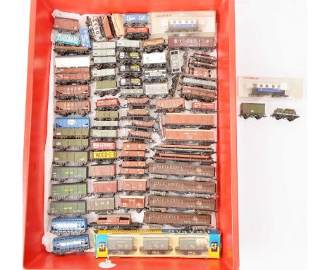 British Outline N Gauge Goods Wagons (80+), mainly unboxed, private owner, military, pre BR and BR, in various liveries, tank