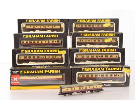 Graham Farish by Bachmann N Gauge BR Crimson and Cream Coaching Stock (9), mainly boxed ,374-860V full brake, produced for th