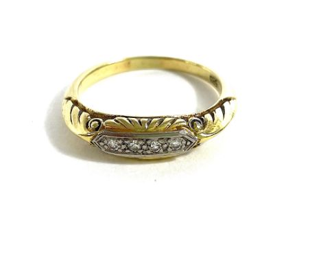 Ring 585 GG/WG / 3,6 g, 4 Diamaten; RG: 56. Zustand: 3-