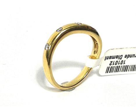 Ring 750 GG / 3,5 g, 5 Brillanten 0,14 ct; Ringgröße: 53. Zustand: 3+