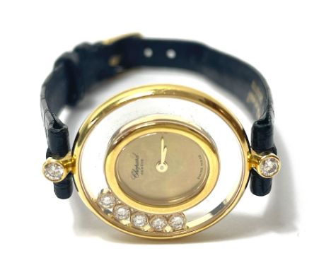 CHOPARD Happy Diamonds Damenarmbanduhr 750 GG / 000, Ref.-Nr. 297283 - 5235, 2 Brillanten 0,16 ct, 5 Brillanten 0,28 ct, orig