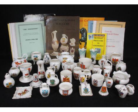 CRESTED CHINA COLLECTION, mainly Goss, Wileman &amp; Co Foley china and others along with associated collector's books and pa