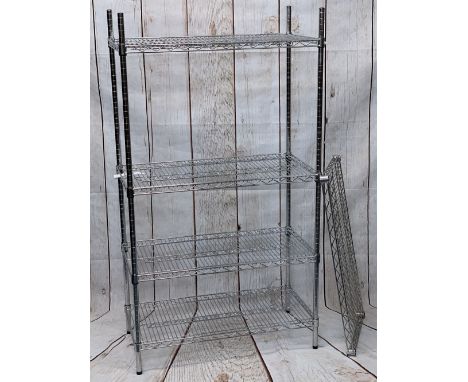 ULTRA MODERN CHROME WIRE SHELF WITH CLIPS - 164.5cms H, 11cms W, 46cms D