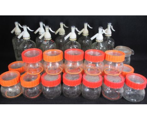 VINTAGE SODA SYPHONS and a collection of screw top dual purpose kilner jars