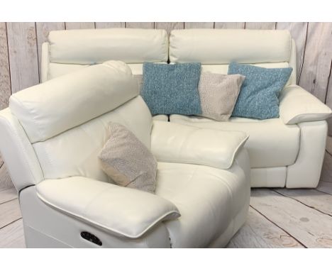 NEAR NEW DFS LUCIUS SNOW TWO SEATER WHITE LEATHER SETTEE &amp; MATCHING ARMCHAIR - purchase receipt for 24th April 2021 inclu