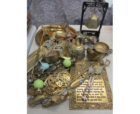 VINTAGE &amp; LATER BRASSWARE - a mixed quantity to include cast bells, bowls, horse brasses and other items of interest
