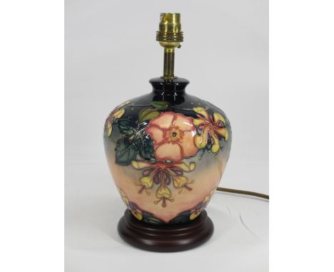 MOORCROFT OBERON TABLE LAMP WITH SHADE - 40cms overall H, designed by Rachel Bishop, 29cms H minus lampshade