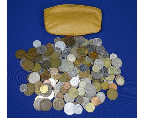 BRITISH &amp; CONTINENTAL VINTAGE COINAGE COLLECTION in a lamb's skin purse