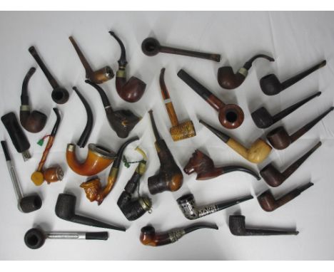 VINTAGE TOBACCO PIPES COLLECTION (27) - including meerschaum, briar wood with horn and other mouth pieces, one having Chester