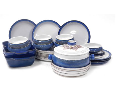 A Denby Chatsworth pattern pottery part dinner service, comprising tureen and cover, seven oval plates, four circular plates,