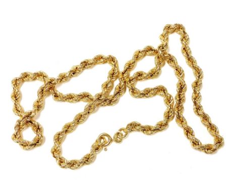 An 18ct gold rope twist neck chain, on a bolt ring clasp, 56cm wide, 25.3g. 