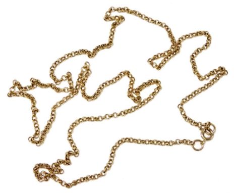 A 9ct gold belcher link neck chain, on a bolt ring clasp, 61cm wide, 5.2g. 